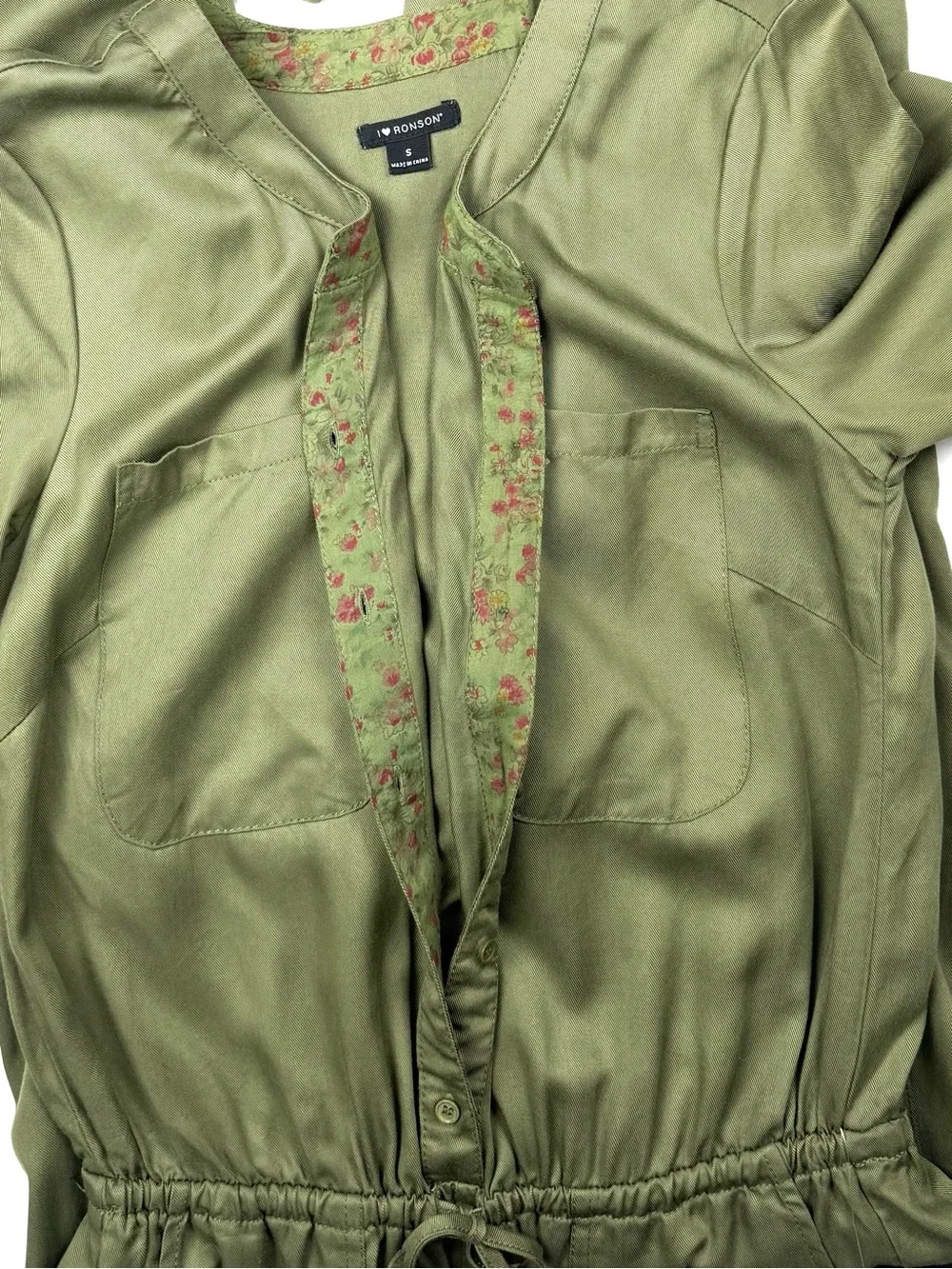 I Heart Ronson Women's Olive Green Utility Jumpsuit Size Small NWT